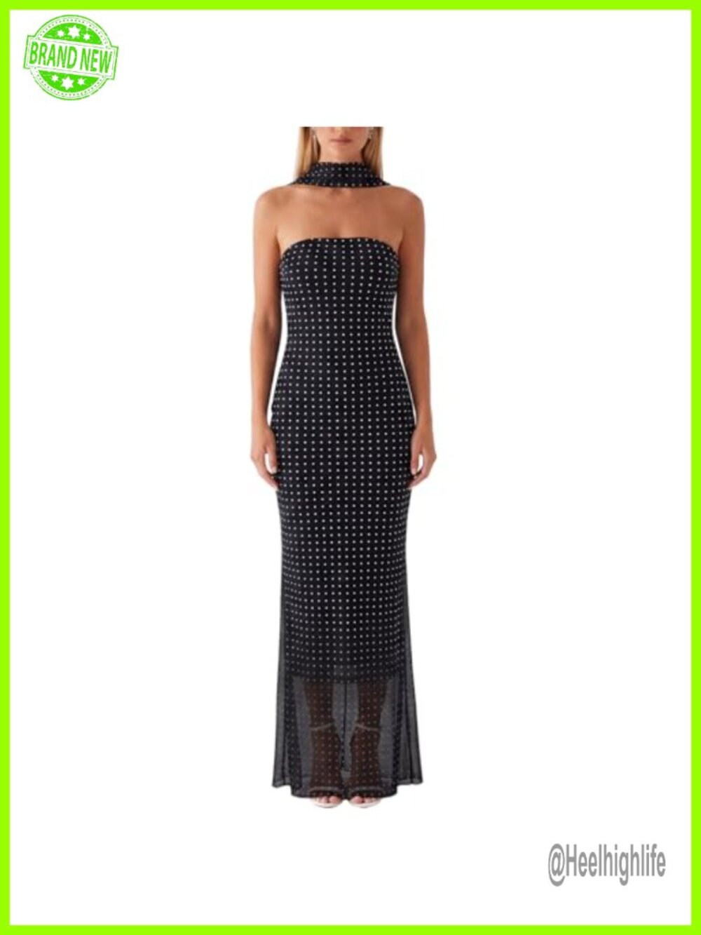 Women Floral Strapless Bodycon Maxi Dress Mesh Cocktail Party